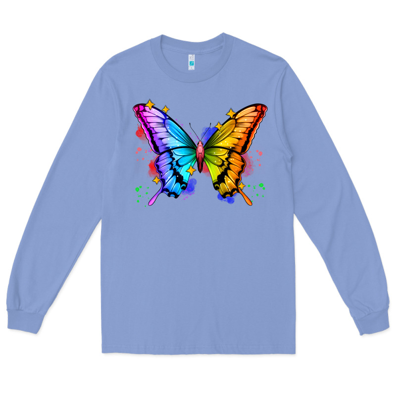 Rainbow Butterfly Long Sleeve Tee by Zillion Design Studio | Teevron