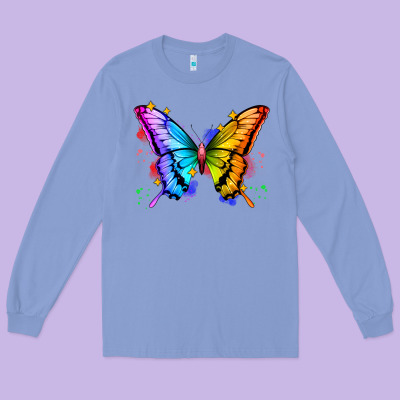 Rainbow Butterfly Long Sleeve Tee Designed By Zillion Design Studio