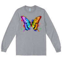 Heather Grey rainbow butterfly Long Sleeve Tee - Zillion Design Studio
