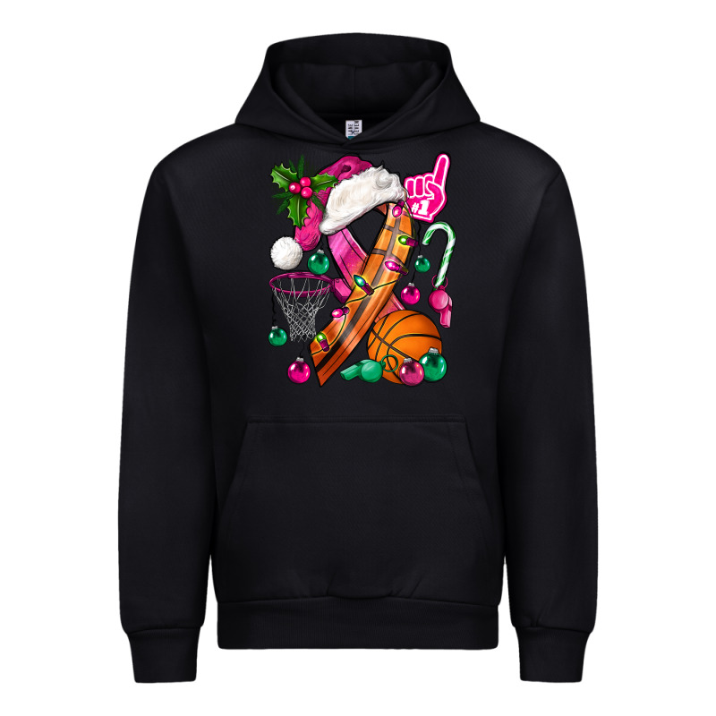 Pink Christmas Breast Cancer Ribbon Basketball Urban Hoodie by BundleAndBundleShop | Teevron
