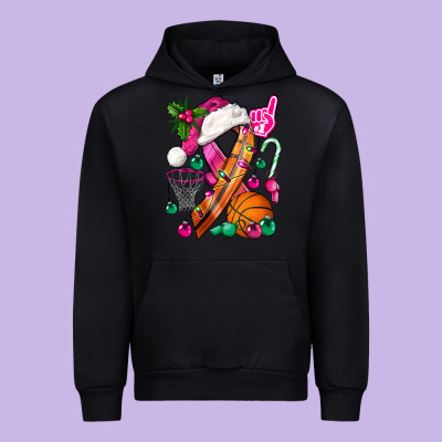 Pink Christmas Breast Cancer Ribbon Basketball Urban Hoodie Designed By Bundleandbundleshop