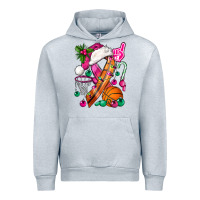 Heather Grey Pink Christmas Breast Cancer Ribbon Basketball Urban Hoodie - BundleAndBundleShop