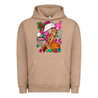 Pigment Burro Pink Christmas Breast Cancer Ribbon Basketball Urban Hoodie - BundleAndBundleShop