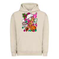 Pigment French Oak Pink Christmas Breast Cancer Ribbon Basketball Urban Hoodie - BundleAndBundleShop