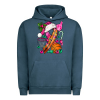 Pigment Midnight Navy Pink Christmas Breast Cancer Ribbon Basketball Urban Hoodie - BundleAndBundleShop