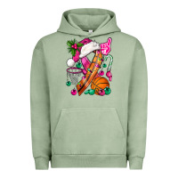 Pigment Oil Green Pink Christmas Breast Cancer Ribbon Basketball Urban Hoodie - BundleAndBundleShop