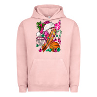 Pigment Salmon Pink Christmas Breast Cancer Ribbon Basketball Urban Hoodie - BundleAndBundleShop