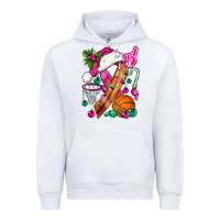 White Pink Christmas Breast Cancer Ribbon Basketball Urban Hoodie - BundleAndBundleShop