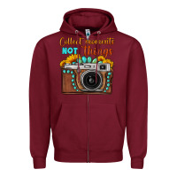 Burgundy collect moments not things sunflower gemstone vintage camera Zipper Hoodie - FaDigitalArtStudio