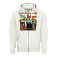 Oatmeal Heather collect moments not things sunflower gemstone vintage camera Zipper Hoodie - FaDigitalArtStudio