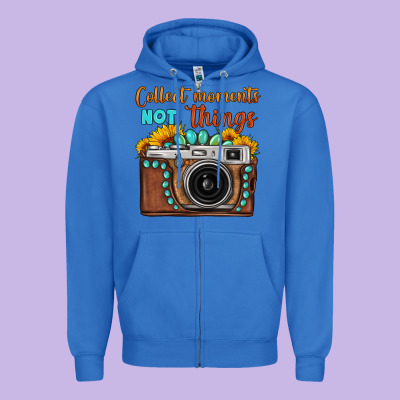 Collect Moments Not Things Sunflower Gemstone Vintage Camera Zipper Hoodie Designed By Fadigitalartstudio
