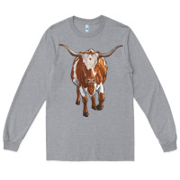 Heather Grey longhorn cow Long Sleeve Tee - RanaPortraitStore