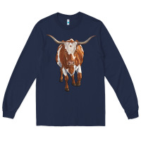 Navy longhorn cow Long Sleeve Tee - RanaPortraitStore