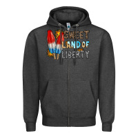 Charcoal Heather sweet land of liberty Zipper Hoodie - RacoonDesign