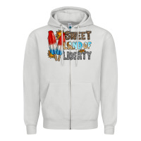 Dove Grey sweet land of liberty Zipper Hoodie - RacoonDesign