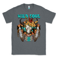 Charcoal Heather Wild Soul Bull Skull Classic Tee - FaDigitalArtStudio
