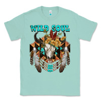 Seafoam Wild Soul Bull Skull Classic Tee - FaDigitalArtStudio