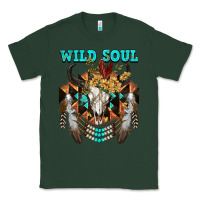 Sports Green Wild Soul Bull Skull Classic Tee - FaDigitalArtStudio