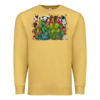 Antique Gold watercolor cactus western background Premium Sweatshirt - BarkalooDesign