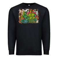 Black watercolor cactus western background Premium Sweatshirt - BarkalooDesign