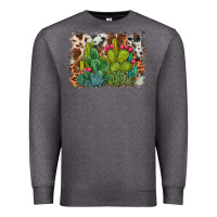 Charcoal Heather watercolor cactus western background Premium Sweatshirt - BarkalooDesign