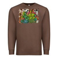 Chestnut watercolor cactus western background Premium Sweatshirt - BarkalooDesign