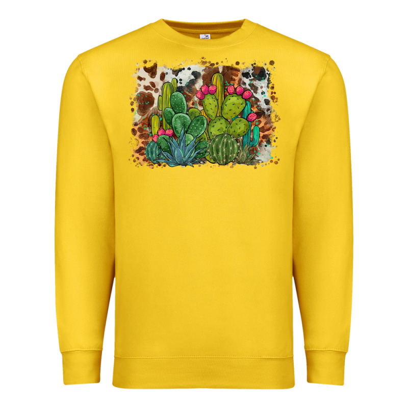 Watercolor Cactus Western Background Premium Sweatshirt by BarkalooDesign | Teevron
