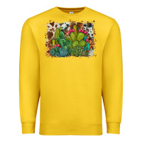 Lemon watercolor cactus western background Premium Sweatshirt - BarkalooDesign