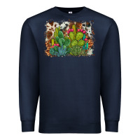 Navy watercolor cactus western background Premium Sweatshirt - BarkalooDesign