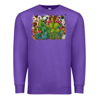 Purple watercolor cactus western background Premium Sweatshirt - BarkalooDesign