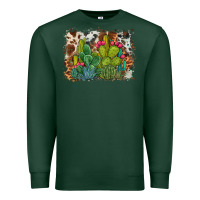 Sports Green watercolor cactus western background Premium Sweatshirt - BarkalooDesign