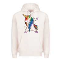 Pale Pink dabbing unicorn Premium Hoodie - MaliasSmallBusiness