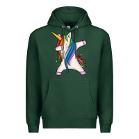 Sports Green dabbing unicorn Premium Hoodie - MaliasSmallBusiness