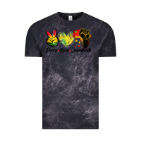 Cloud Black peace love juneteenth Vintage Tee - BarkalooDesign