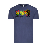 Vintage Denim peace love juneteenth Vintage Tee - BarkalooDesign