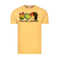 Vintage Mustard peace love juneteenth Vintage Tee - BarkalooDesign