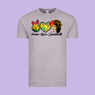 Peace Love Juneteenth Vintage Tee Designed By Barkaloodesign