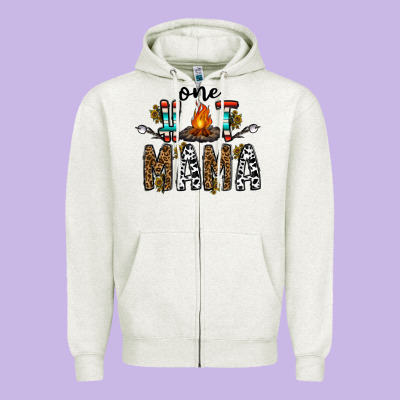 One Hot Mama Zipper Hoodie Designed By Cowhidedigitalart