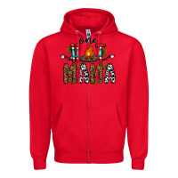 Red one hot mama Zipper Hoodie - CowhideDigitalArt