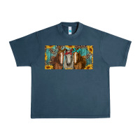 Midnight Navy horses with leopard and sunflowers Urban Heavy Tee - RanaPortraitStore
