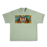 Oil Green horses with leopard and sunflowers Urban Heavy Tee - RanaPortraitStore