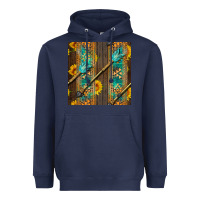 Navy aztec and sunflowers Heavyweight Hoodie - BundleAndBundleShop