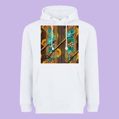 Aztec And Sunflowers Heavyweight Hoodie Designed By Bundleandbundleshop