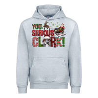 Heather Grey You Serious Clark With Santa Sleigh Urban Hoodie - BundleAndBundleShop