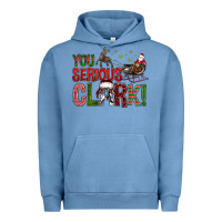 Pigment Pebble Blue You Serious Clark With Santa Sleigh Urban Hoodie - BundleAndBundleShop