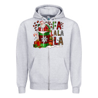 Heather Grey fa la la la la christmas santa claus coffee cup Zipper Hoodie - FaDigitalArtStudio