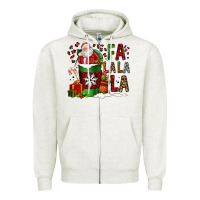 Oatmeal Heather fa la la la la christmas santa claus coffee cup Zipper Hoodie - FaDigitalArtStudio