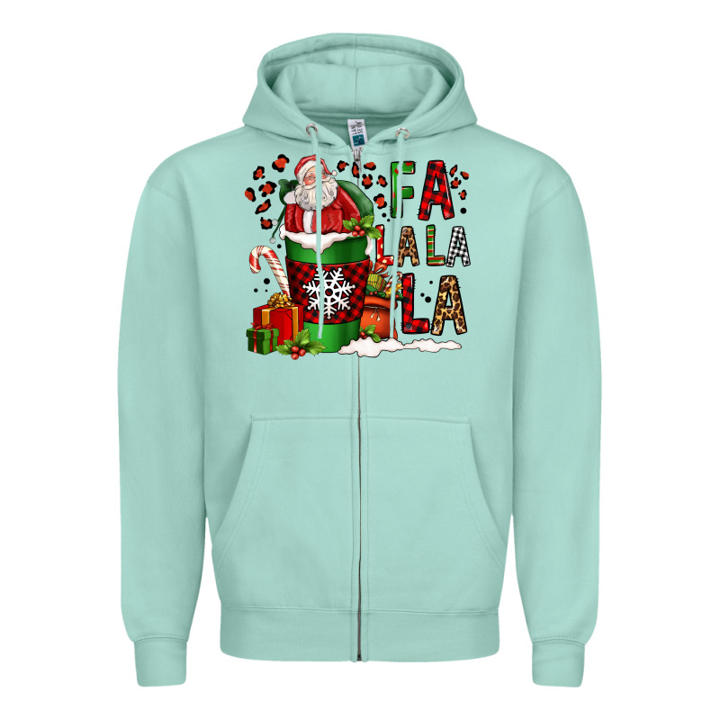 Fa La La La La Christmas Santa Claus Coffee Cup Zipper Hoodie by FaDigitalArtStudio | Teevron