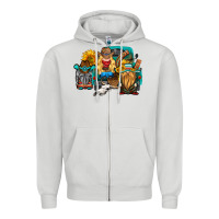 Dove Grey western Truck with gnomes Zipper Hoodie - HRA Design Shop