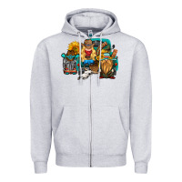 Heather Grey western Truck with gnomes Zipper Hoodie - HRA Design Shop